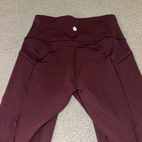 Lululemon Women’s Burgundy Maroon Athletic Leggings Size 6 EUC - Picture 7 of 12